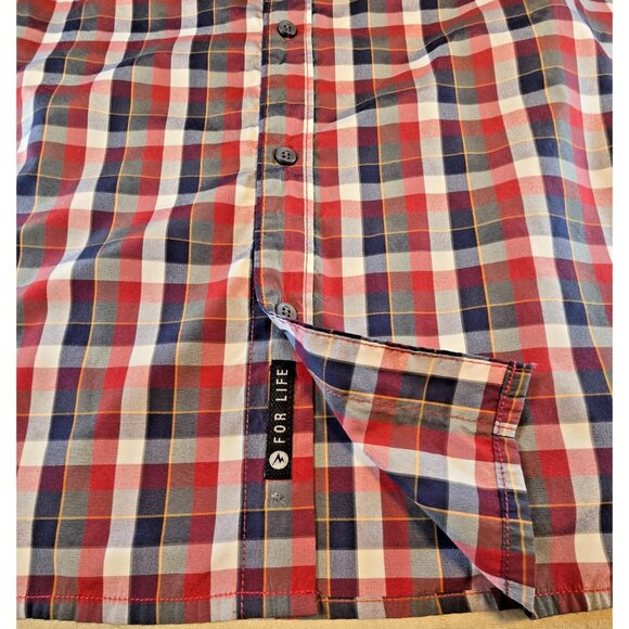 Marmot Men’s Plaid Shirt L Red/Blue Short Sleeve Button Up Outdoor Hiking Casual - Picture 4 of 14